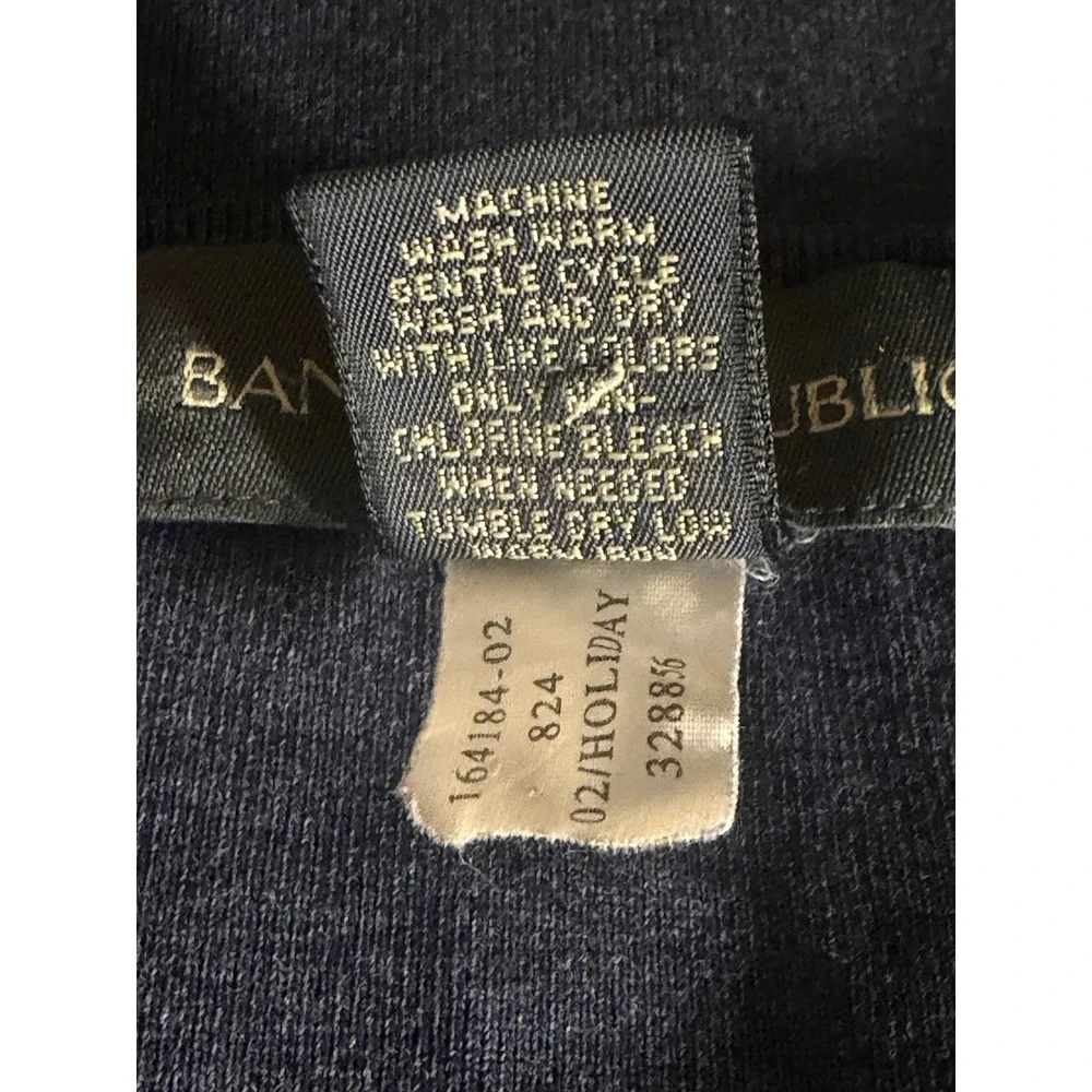 Banana Republic Navy Long Sleeve Cotton Tee XL Crewneck Heathered Essential